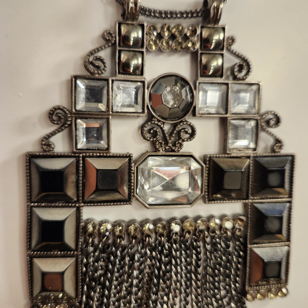 Extravagant Black and Silver Statement Necklace